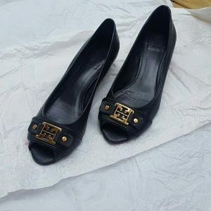 Tory Burch cork low wedge open toe flat shoes